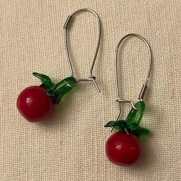 Cherry drop earrings Glass 🍒 - Picture 1 of 3